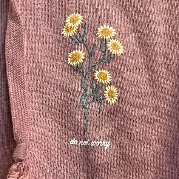 walk in love. Women’s‎ Pink Fleece Do Not Worry Wildflower Zip Up Hoodie Small - Image 3