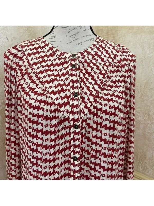 Maeve Anthropologie Avignon Scotty Dog Print Dark Academia Office Siren Blouse M - Image 10