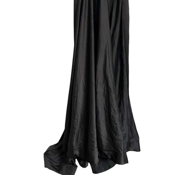 La Femme Black Long Satin Prom Gown Dress with Side Slit Full Skirt Size 0 NWT - Image 6
