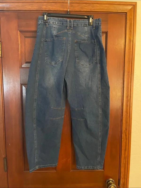 Women’s stretch denim Barrel jeans size L Blue Size L - Image 3