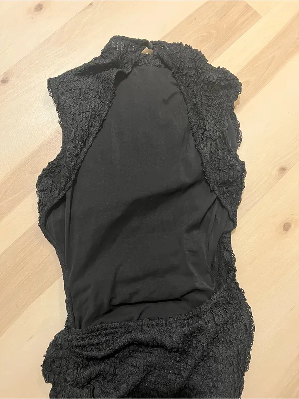 Babyboo NWT Women Large Black Crinkle Textured Open Back Thigh Split Midi Dress - Image 16