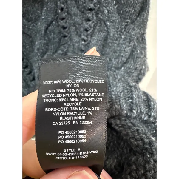 Wilfred‎ Aritzia Charcoal Grey Wool Cable Knit Mock Neck Sweater 113600 Small - Image 4