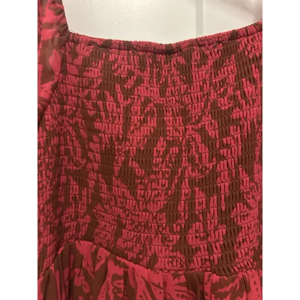 Torrid Midi Dress 1X Smocked Square Neck Chiffon Wedding Guest Flowy Pink Modest - Image 9