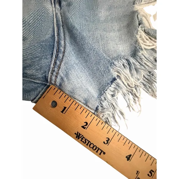 We The Free Shorts Free People 30 Distressed Cutoff Denim High Button Fly HH11-3 - Image 7