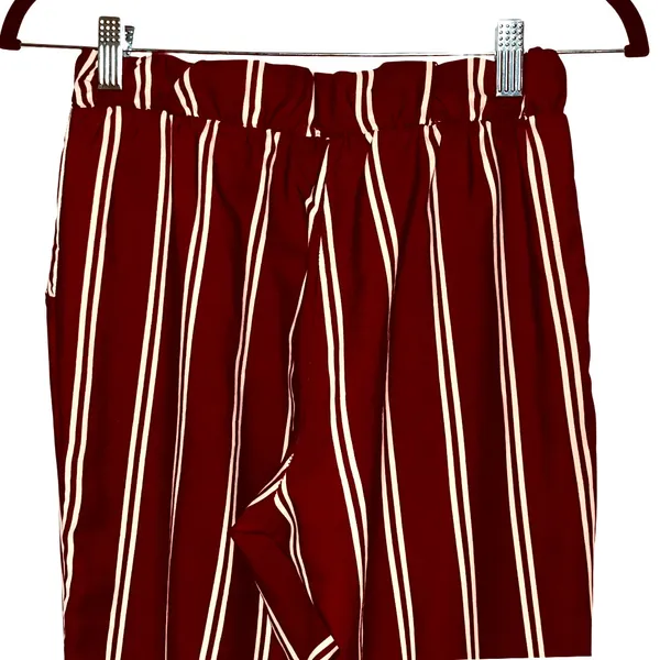 Honey Punch Wide Leg Boho Crop Pants Red & White Striped Trousers Size Small - Image 5