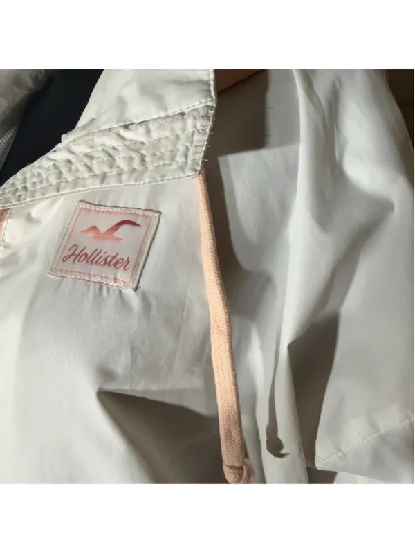Hollister windbreaker jacket peach hoodie zip mock neck activewear outerwear M - Image 11