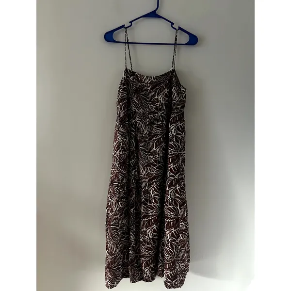 Abercrombie & Fitch Brown White Floral Trapeze Midi Sun Dress NWT Size M - Image 2