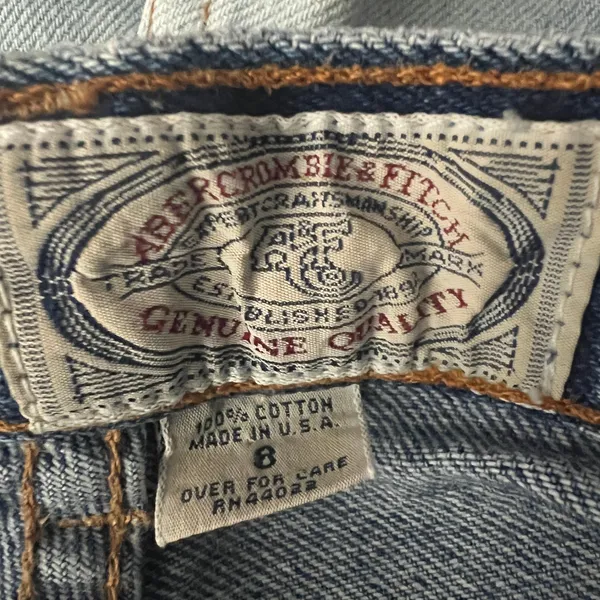 Abercrombie & Fitch Y2K Vtg Dip Dye High Rise Cut Off Denim Shorts 8 Distressed - Image 2
