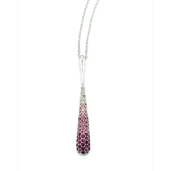 NVC Stamped Silver Tone Pendant Necklace Multi Color Rhinestone Pendant - Image 5
