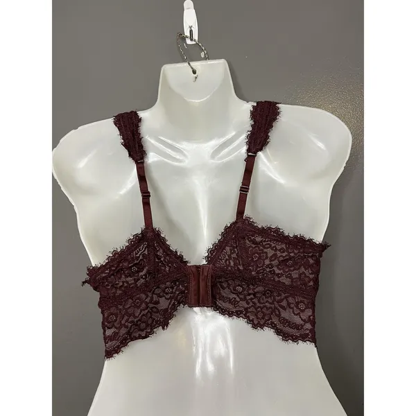 Aerie Bralette Bra Womens Large Red Lace Wireless Sheer Longline Unlined - Image 4