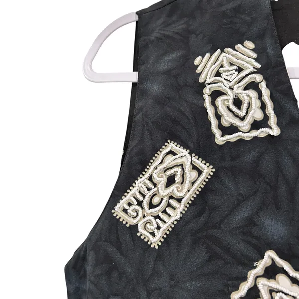Vtg Creazioni Effeci Vest 90's Boho Whimsical Goth Beaded Med Sequin Black - Image 4