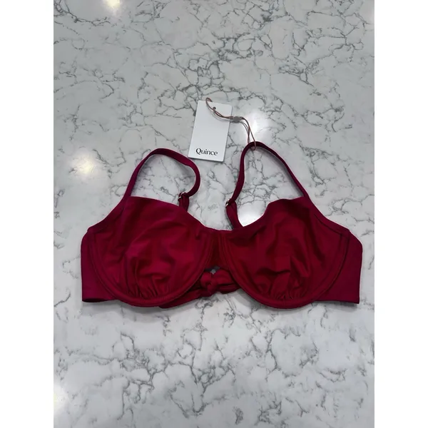 NWT Quince Cherry Red Italian Demi Bikini Top Size Large - Image 3