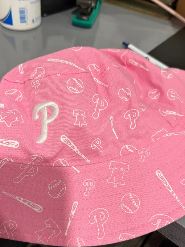 Pink Embroidered 'P' Bucket Hat for Women - Image 3