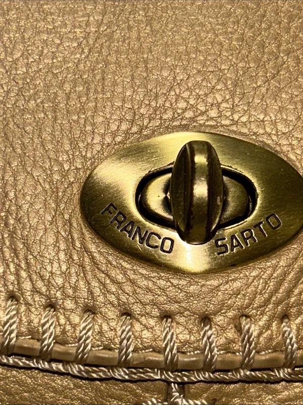 Franco Sarto Gold Leather Shoulder Bag with Gold Turn-Lock - Image 2
