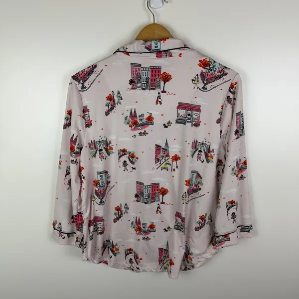 Kate‎ Spade New York Cityscape Pajama Top Small Button Down Lounge Comfy Sleep - Image 4