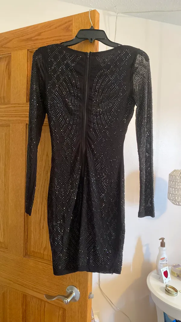 Windsor Black Sequin Mini Dress - Image 3