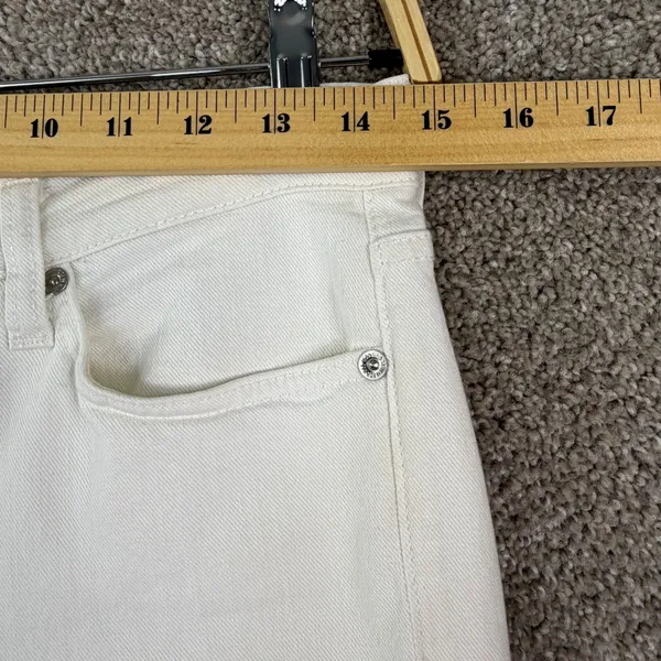 7 For All Mankind Jeans Women 26 White Low Rise Straight Y2K Made USA Button Fly - Image 8