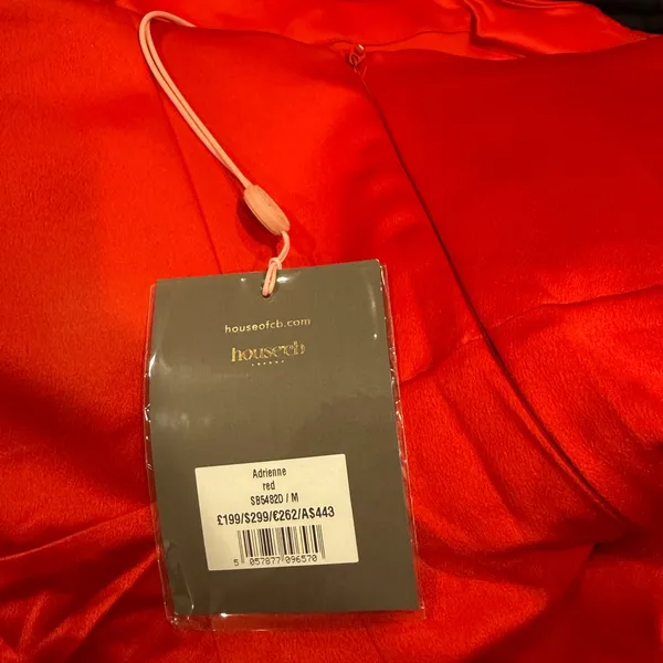 House of CB ADRIENNE Scarlet Satin Strapless Gown in red - Image 7