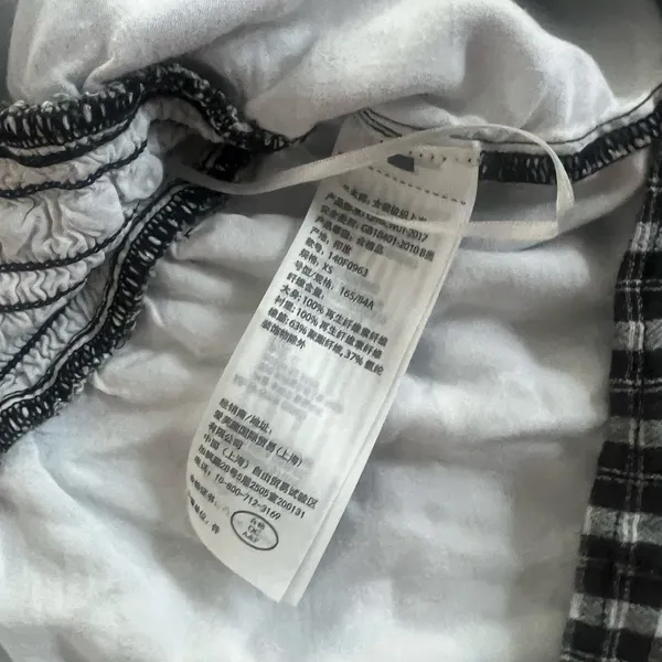 Abercrombie & Fitch Y2K Smocked B&W Gingham Square Neck Peplum Top Puff Sleeves - Image 5
