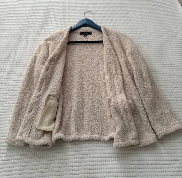 Miss Love Cozy Sherpa Button-Front Jacket in Light Beige Size S - Image 6