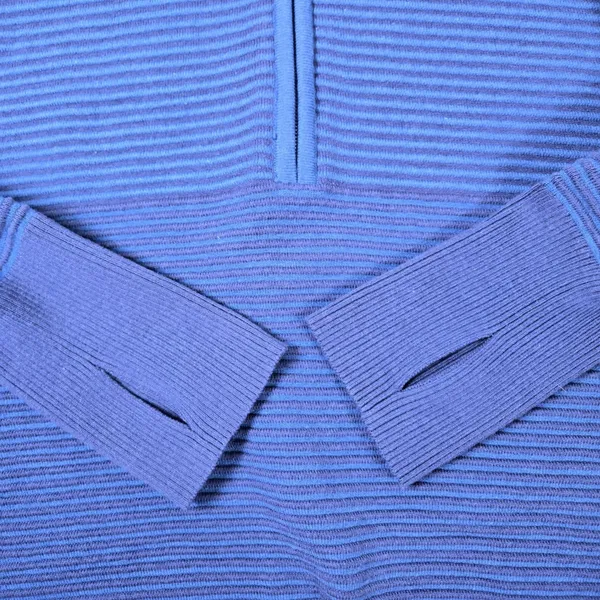 OFFLINE by Aerie Home Stretch Ribbed Sweater Quarter Zip Blue Pullover Sweater L - Image 8