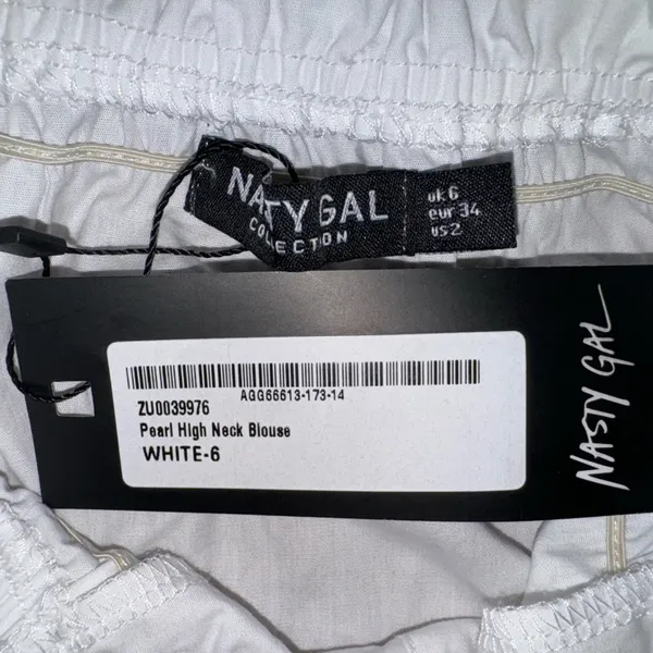 Nasty Gal Pearl Button Down High Neck Blouse - Image 5