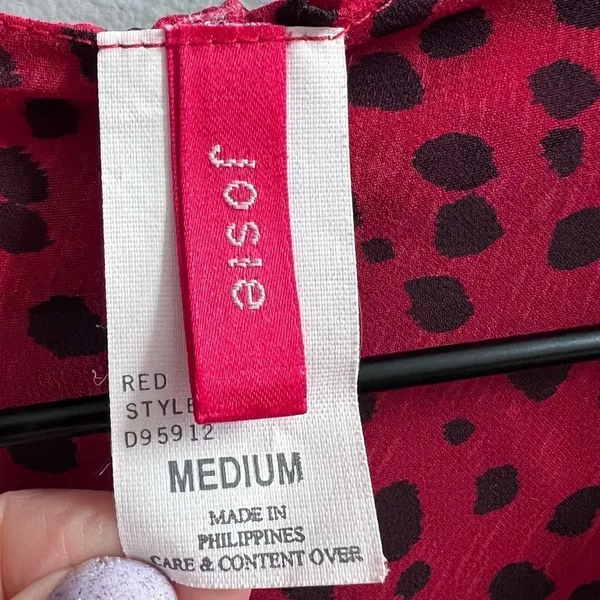 Natori Robe & Nightgown Set Red and Black Leopard Spots Ruffle Size Medium Large - Image 3