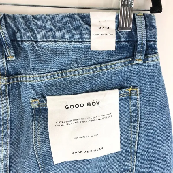 Good American Womens Good Boy Jeans High Rise Split Cuff Blue941 12/31 - Image 3