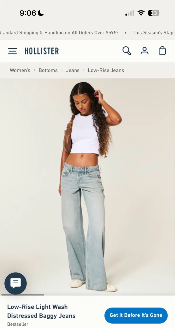Hollister low rise baggy jeans light washed size 27 - Image 2