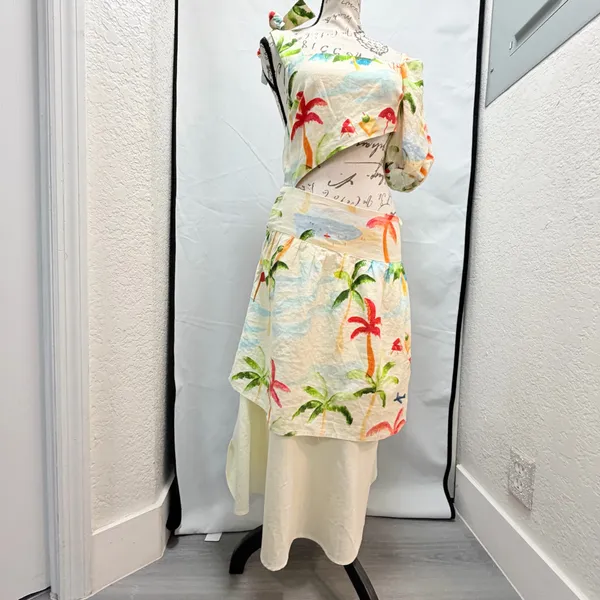 Farm Rio Asymmetric Cut-Out Tropical Dress Size XS - Skirt Altered/Modified - Image 3