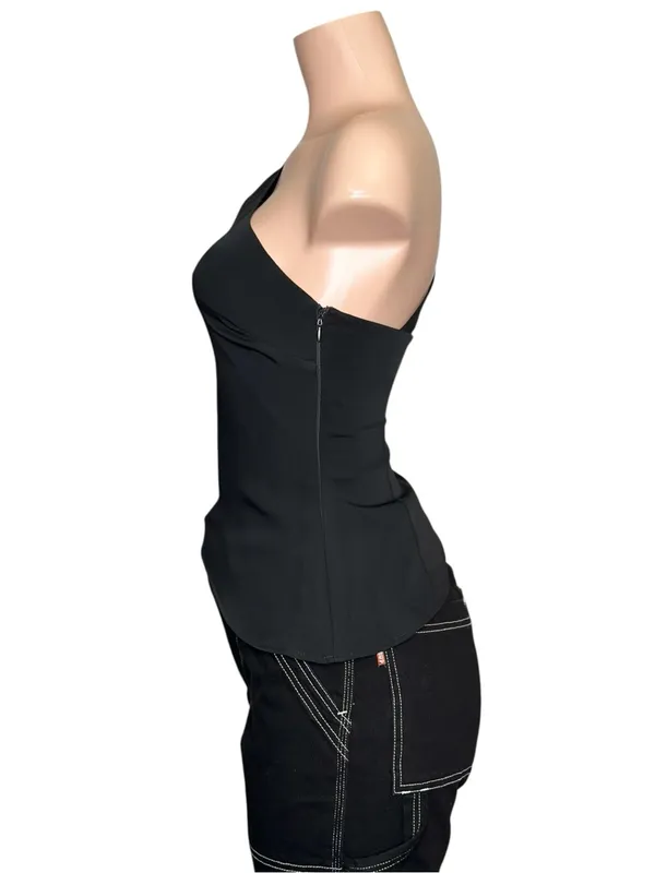 KOOKAÏ Maria One Shoulder Asymmetrical Top, Black, FR34/US2 - Image 5