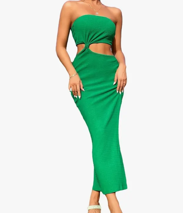 Green Maxi Dress with slit - Image 5