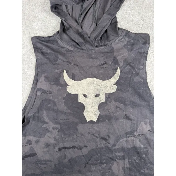 Under Armour Sleeveless Hoodie Women's L Gray Project Rock Camouflage Logo‎ - Image 2