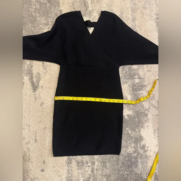 Black V-Neck Sweater Dress (No Brand) - Image 5