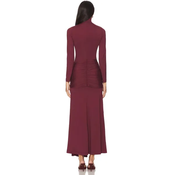 Bardot Alix Maxi Long Sleeve Turtleneck Draped Sash Ruched tie front dress US 6 - Image 3