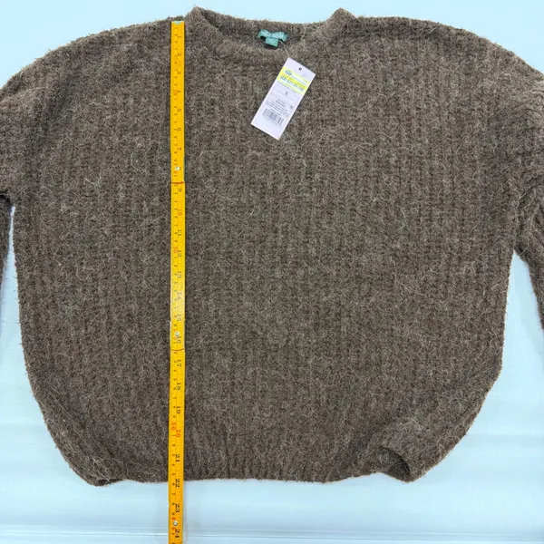 Wild Fable Womens Brown Crewneck Fuzzy Ribbed Knit Sweater Size S - Image 5