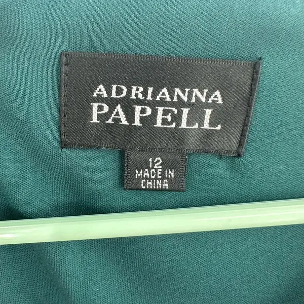 Adrianna Papell Sz 12 Dress Teal Ruched Ruffle Layers Short Sleeve Sheath Formal - Image 5