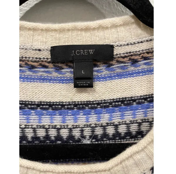 Fair Isle Nordic Blue Black Wool Sweater - Image 2