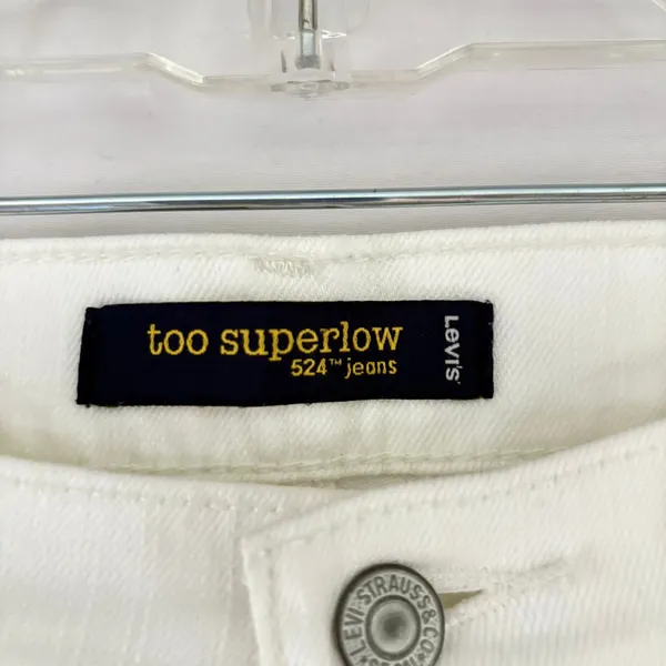 Levis 524 Too Superlow Skinny Jeans White‎ Denim Low Rise Womens 16x31 - Image 10