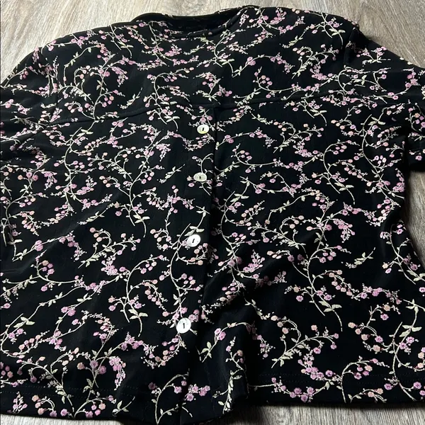 Coldwater Creek Floral Black and Pink Top Size XL - Image 11