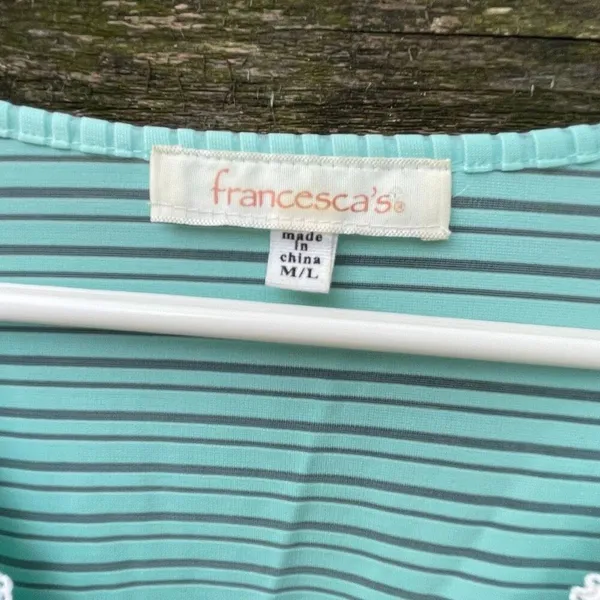 Francesca’s size M-L lace trimmed tunic. Seafoam green. - Image 5