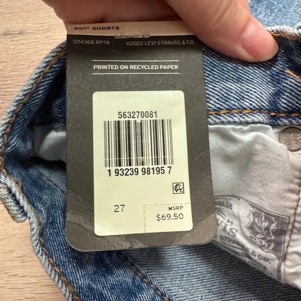 Levi's‎ Premium 501 Original High Rise Distressed Denim Shorts Medium Wash Sz 27 - Image 5