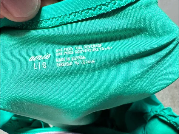 aerie Green Ruffle-Shoulder One-Piece Swimsuit - Image 3