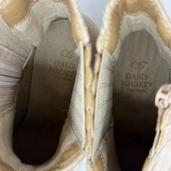 NWOT Oasis Society Womens 8.5 Booties‎ Pink Beige Fabric Platform Heels Ankle - Image 7