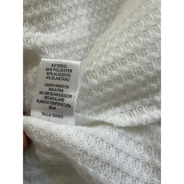 Flawless White Waffle Knit‎ V-Neck Oversized Long Sleeve Top WT8562UB Small - Image 6