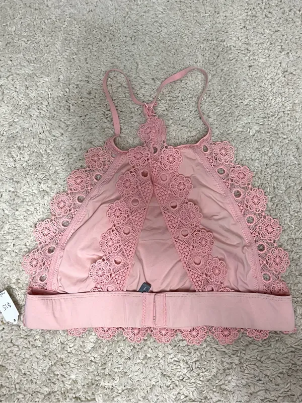 aerie Pink Crochet-Trim Halter Bandeau - Image 2