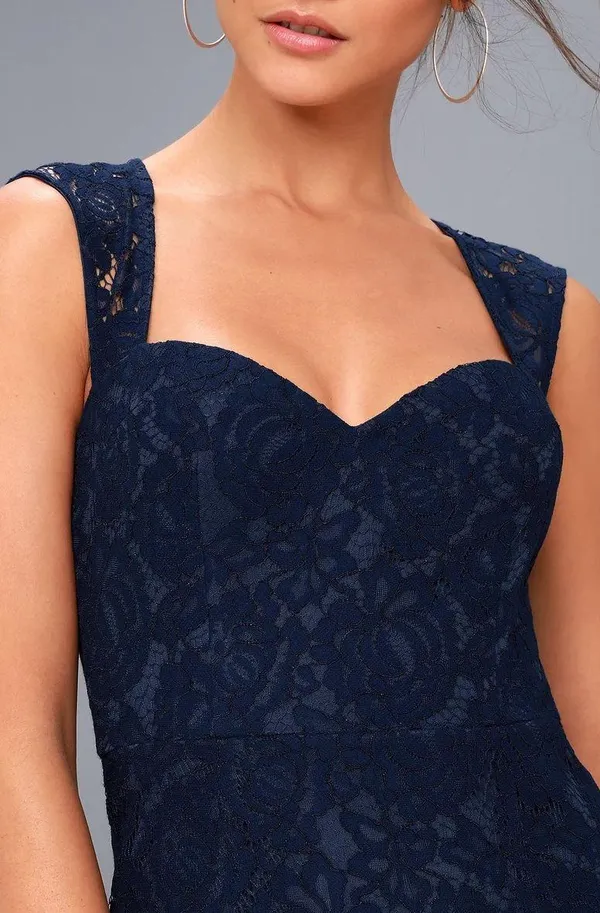Lulus Rosetta Navy Blue Lace Maxi Dress - Image 5