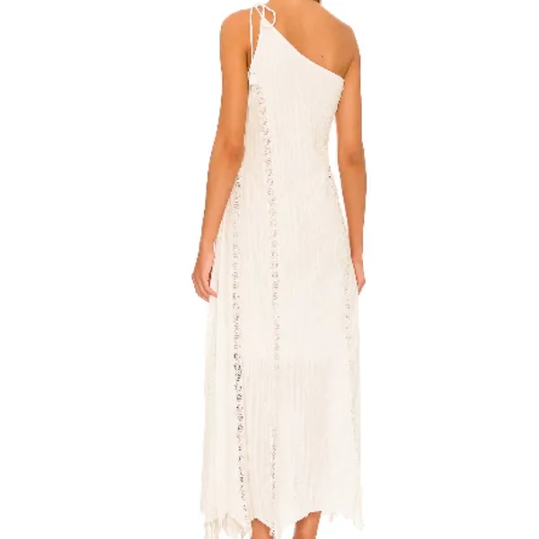 Free People Linen Blend One Shoulder Bella Cottagecore Maxi Dress NWT Size XS - Image 3