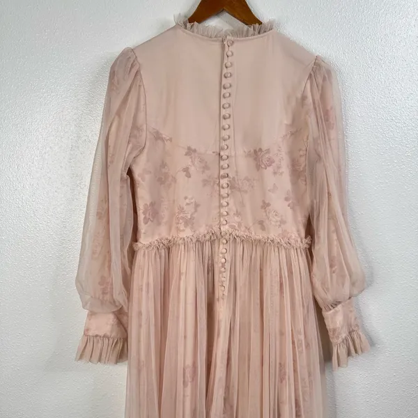 Ivy City Co NWT‎ Last Songbird Pink Fairy Whimsical Modest Midi Dress Medium - Image 14