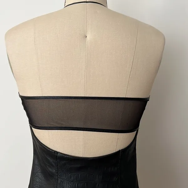Free People Feel the Vibe Faux Leather Strapless Bodycon Slip Dress Size Small - Image 10